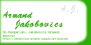 armand jakobovics business card